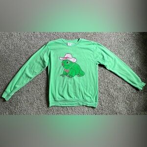 Living Fully Co Green Frog Graphic Sweatshirt